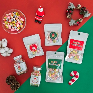 크리스마스 수제사탕 캔디 선물 연말선물 홈파티 간식 70g 유리병